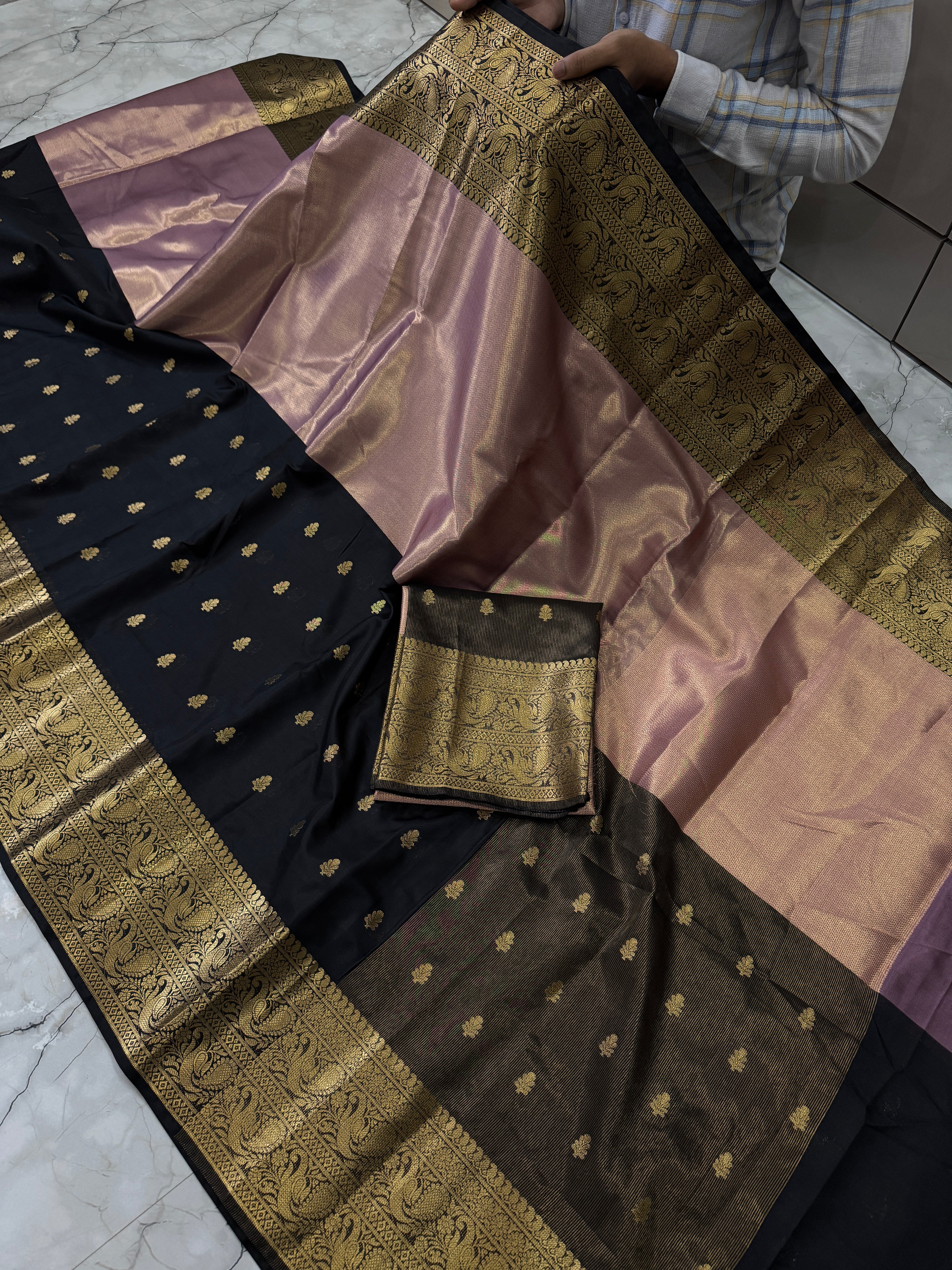 BANARASI SEMI KATAN TISSU SILK  SAREE WITH RICH PALLU & BLOUSE