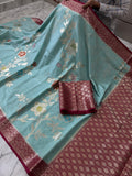 SOFT KATAN SILK SAREE WITH RICH PALLU AND BLOUSE