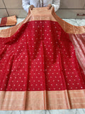 BANARASI SEMI KATAN SILK CHCK TISSU BOTI SAREE WITH RICH PALLU & BLOUSE