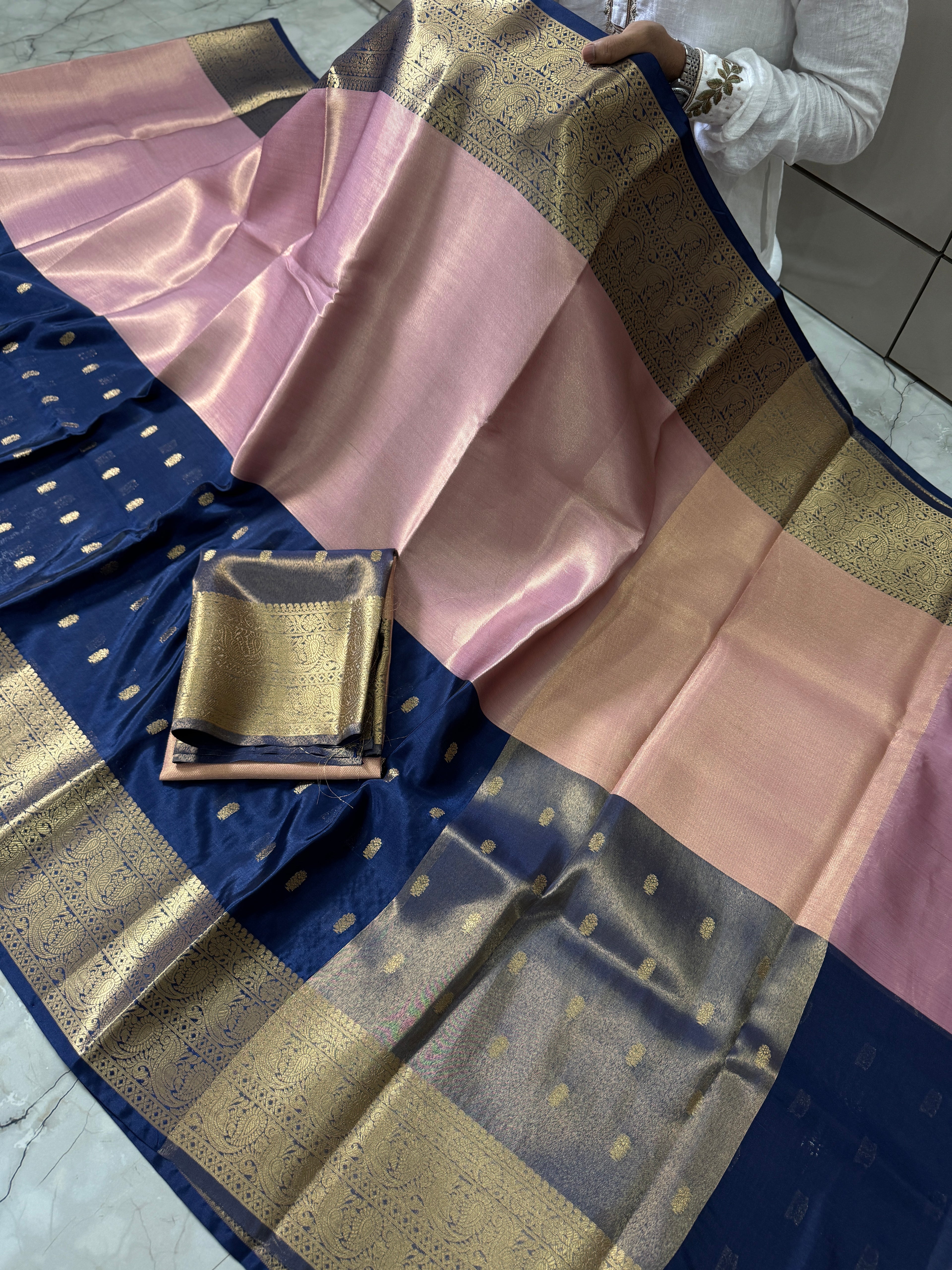 BANARASI SEMI KATAN TISSU SILK SAREE WITH RICH PALLU & BLOUSE