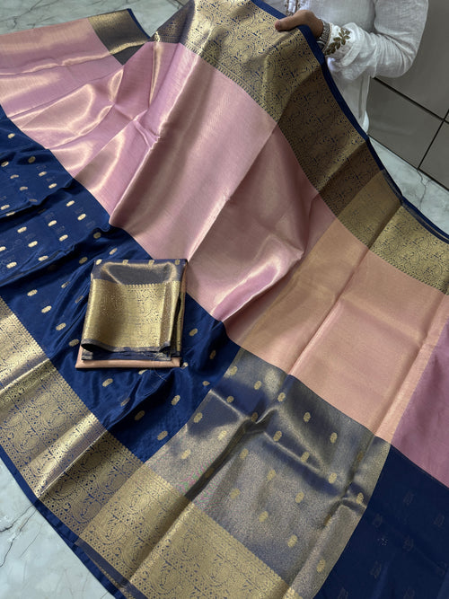 BANARASI SEMI KATAN TISSU SILK SAREE WITH RICH PALLU & BLOUSE