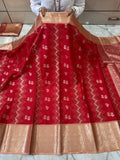 BANARASI SEMI KATAN SILK CHCK TISSU SAREE WITH RICH PALLU & BLOUSE