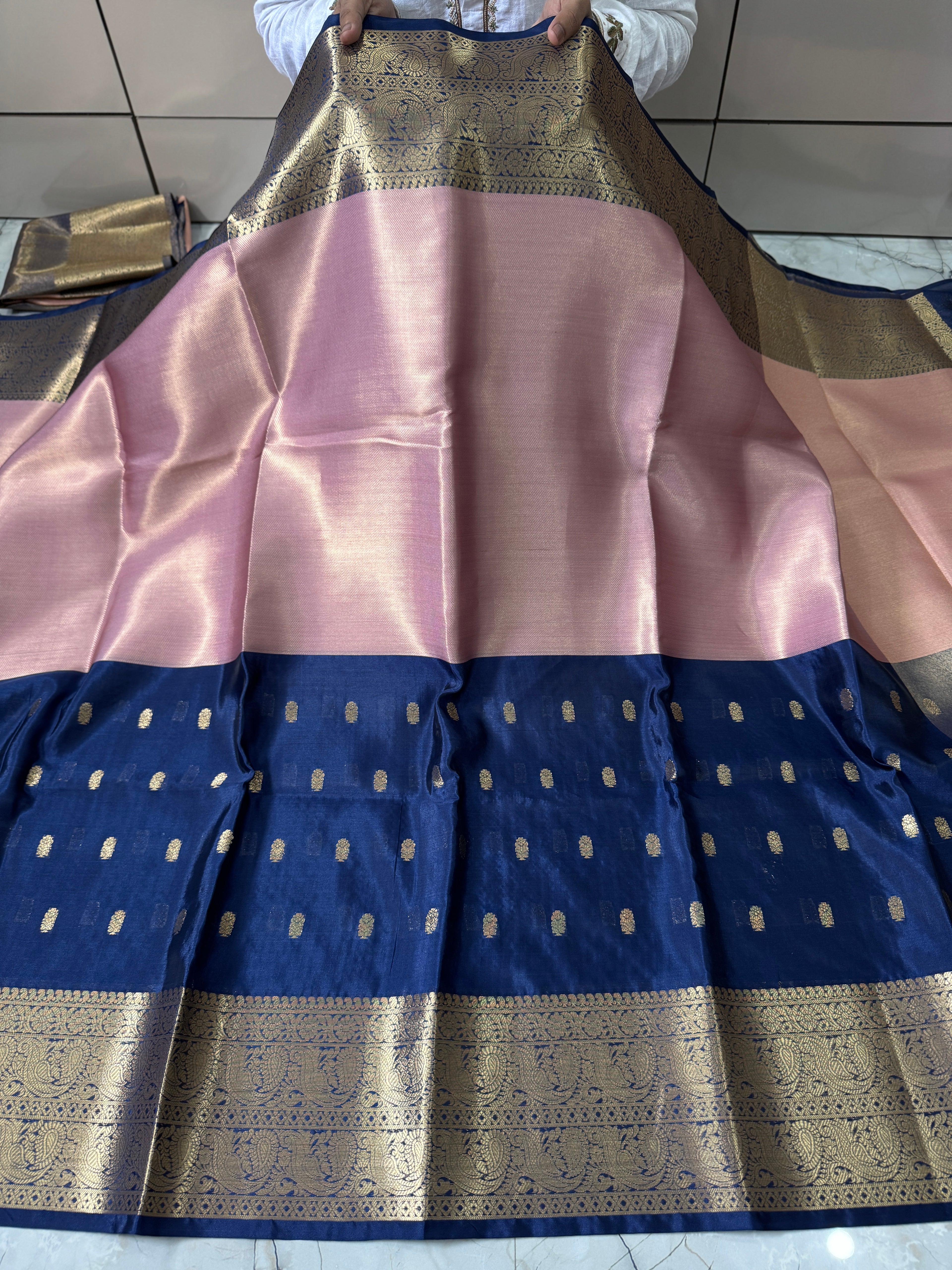 BANARASI SEMI KATAN TISSU SILK SAREE WITH RICH PALLU & BLOUSE