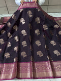 Semi katan silk saree with rich pallu & blouse