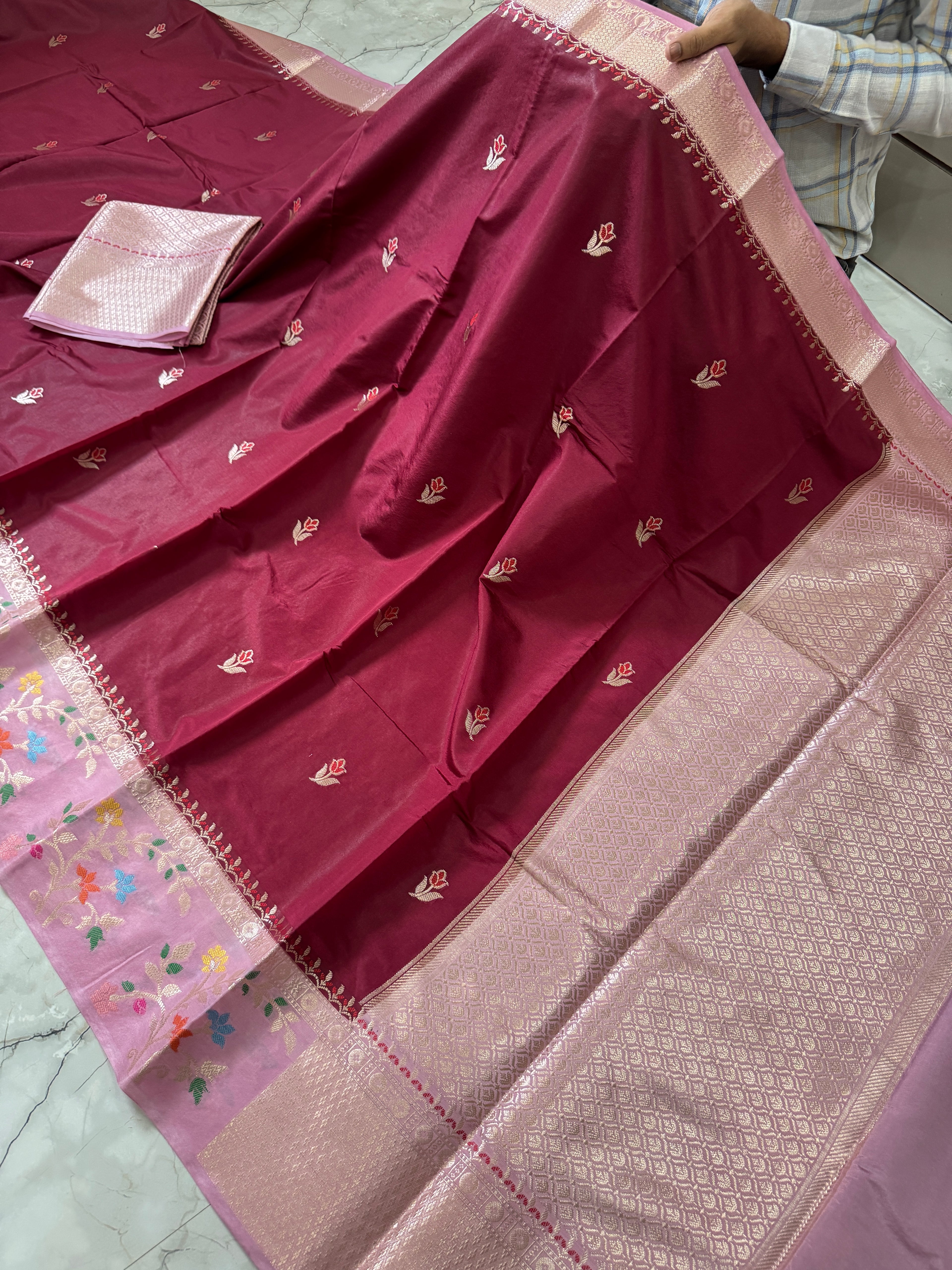 SOFT KATAN SILK SAREE WITH RICH PALLU AND BLOUSE