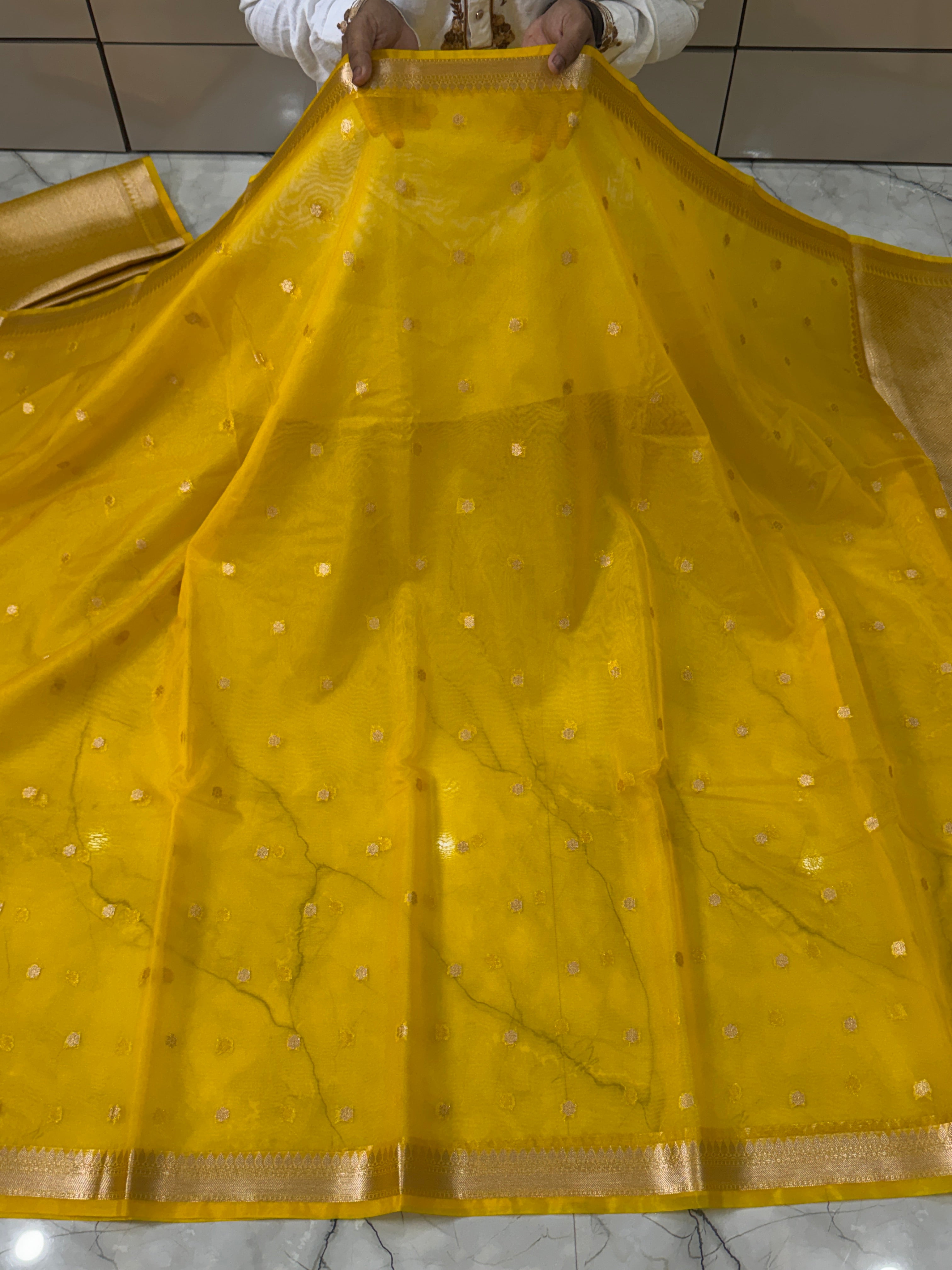 KORA ORGANZA STAR BOTI BANARASI SAREE