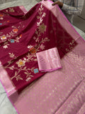SOFT KATAN SILK SAREE WITH RICH PALLU AND BLOUSE