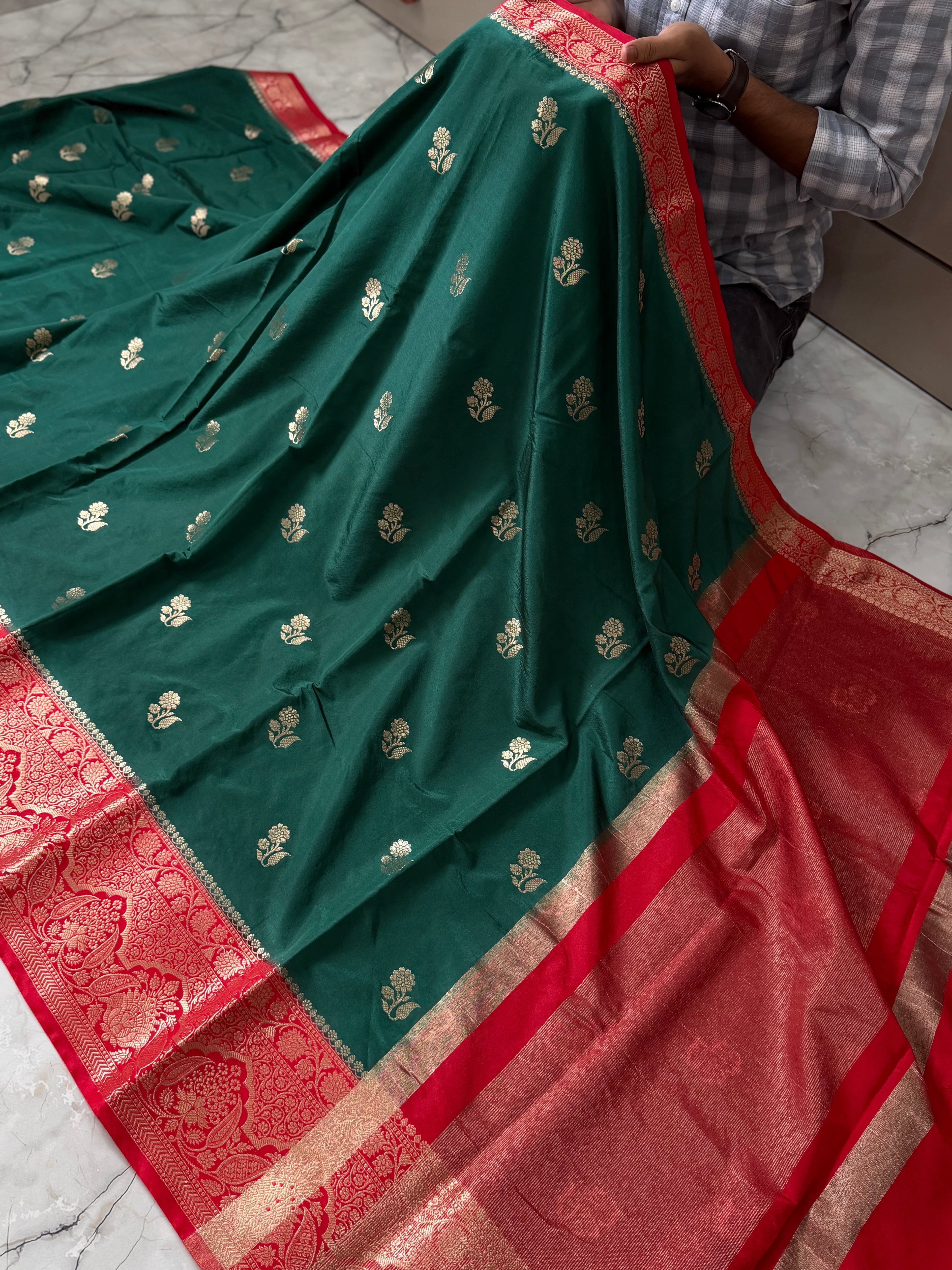 SOFT KATAN SILK SAREE WITH RICH PALLU AND BLOUSE