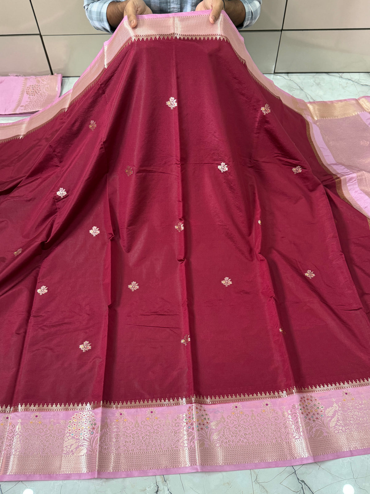 SOFT KATAN SILK SAREE WITH RICH PALLU AND BLOUSE