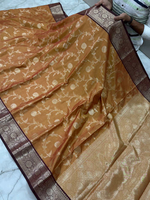 Semi katan silk saree with rich pallu & blouse