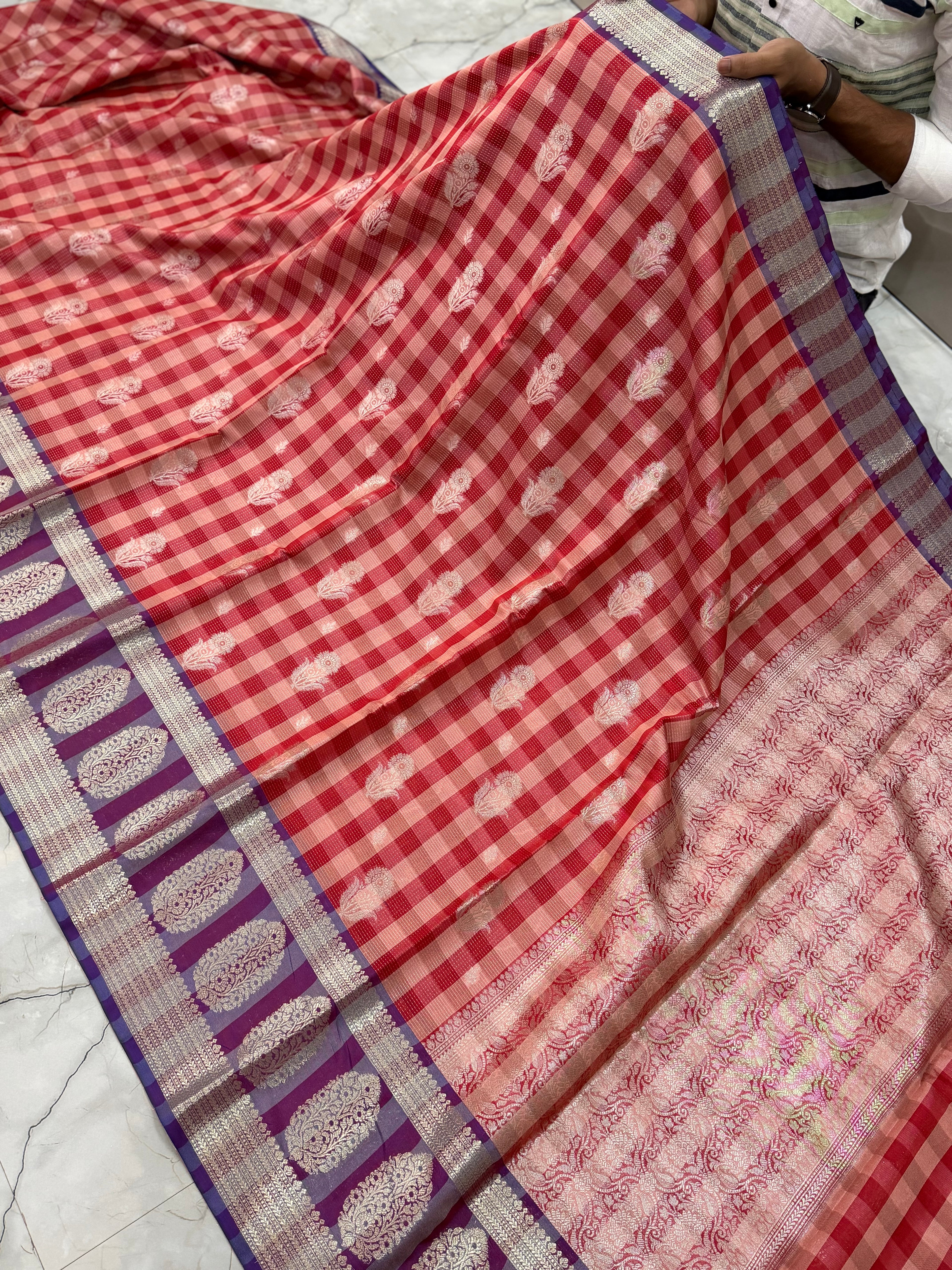 Semi katan silk saree with rich pallu & blouse