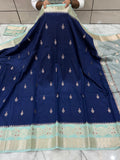 Semi katan silk saree with rich pallu & blouse