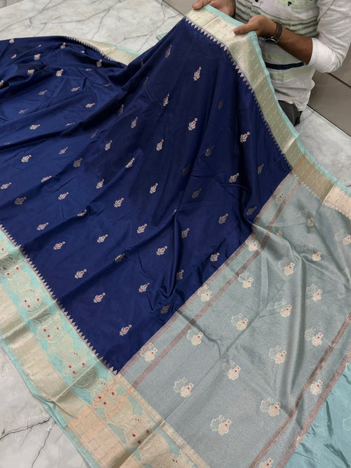 Semi katan silk saree with rich pallu & blouse