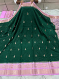 Semi katan silk saree with rich pallu & blouse