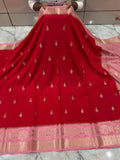 Semi katan silk saree with rich pallu & blouse