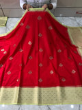 Semi katan silk saree with rich pallu & blouse