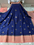 Semi katan silk saree with rich pallu & blouse
