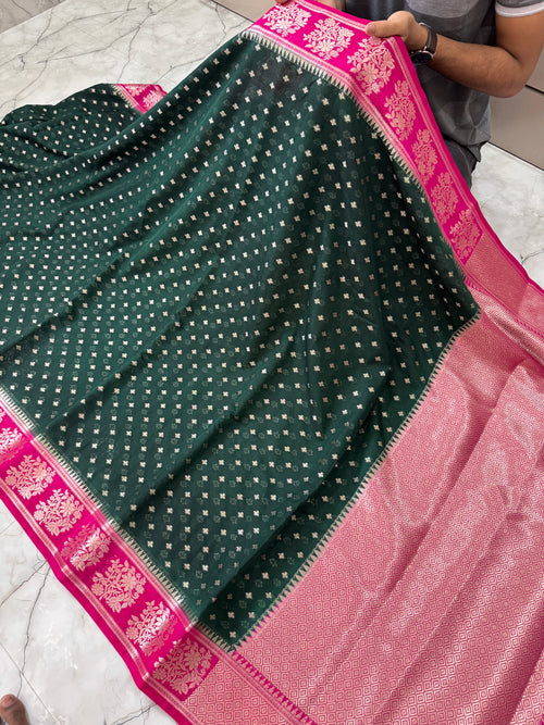 SOFT GEORGTTE SILK SAREE WITH RICH PALLU AND BLOUSE