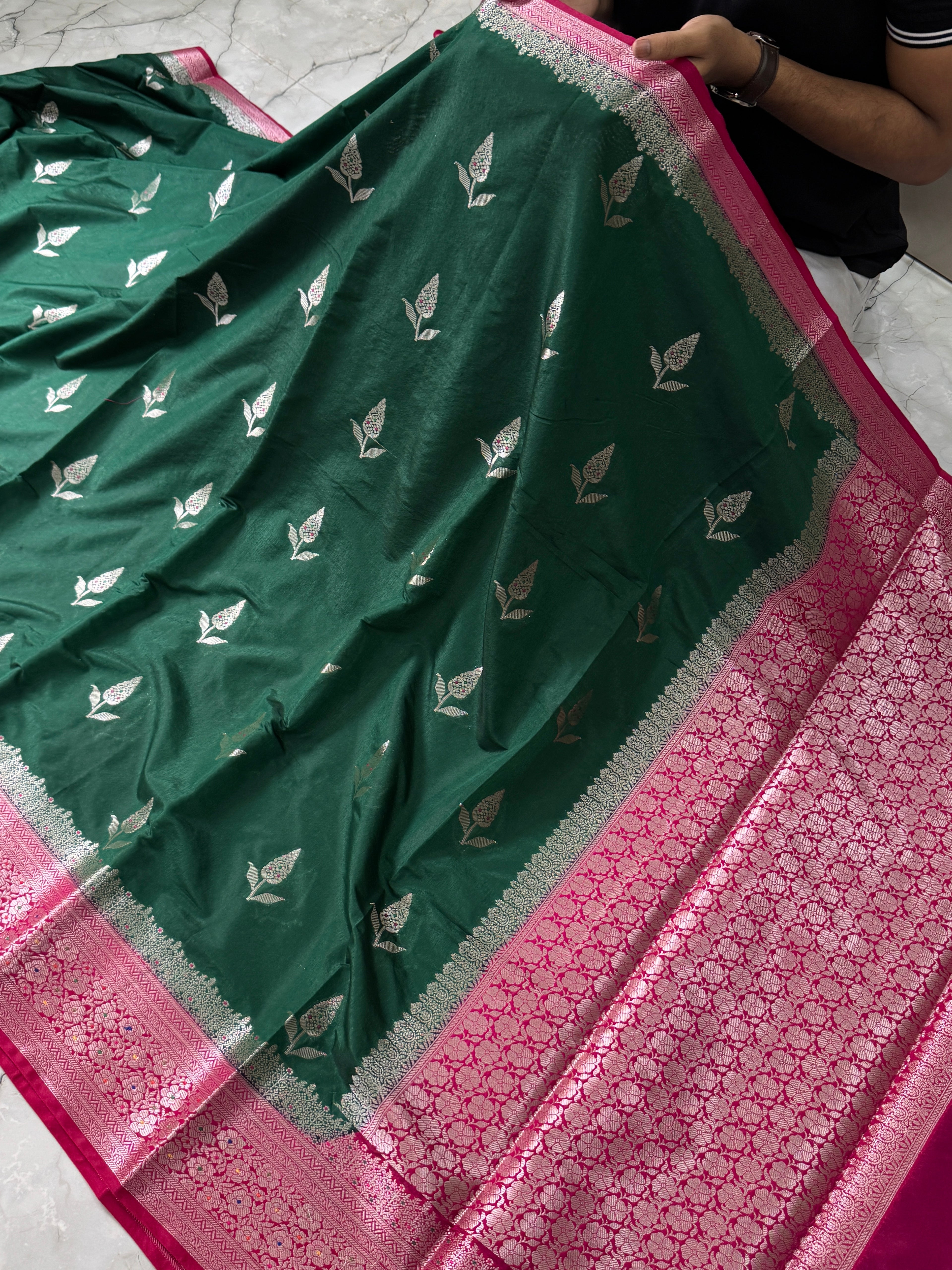 SOFT KATAN SILK SAREE WITH RICH PALLU AND BLOUSE