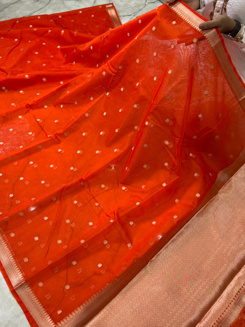 KORA ORGANZA STAR BOTI BANARASI SAREE