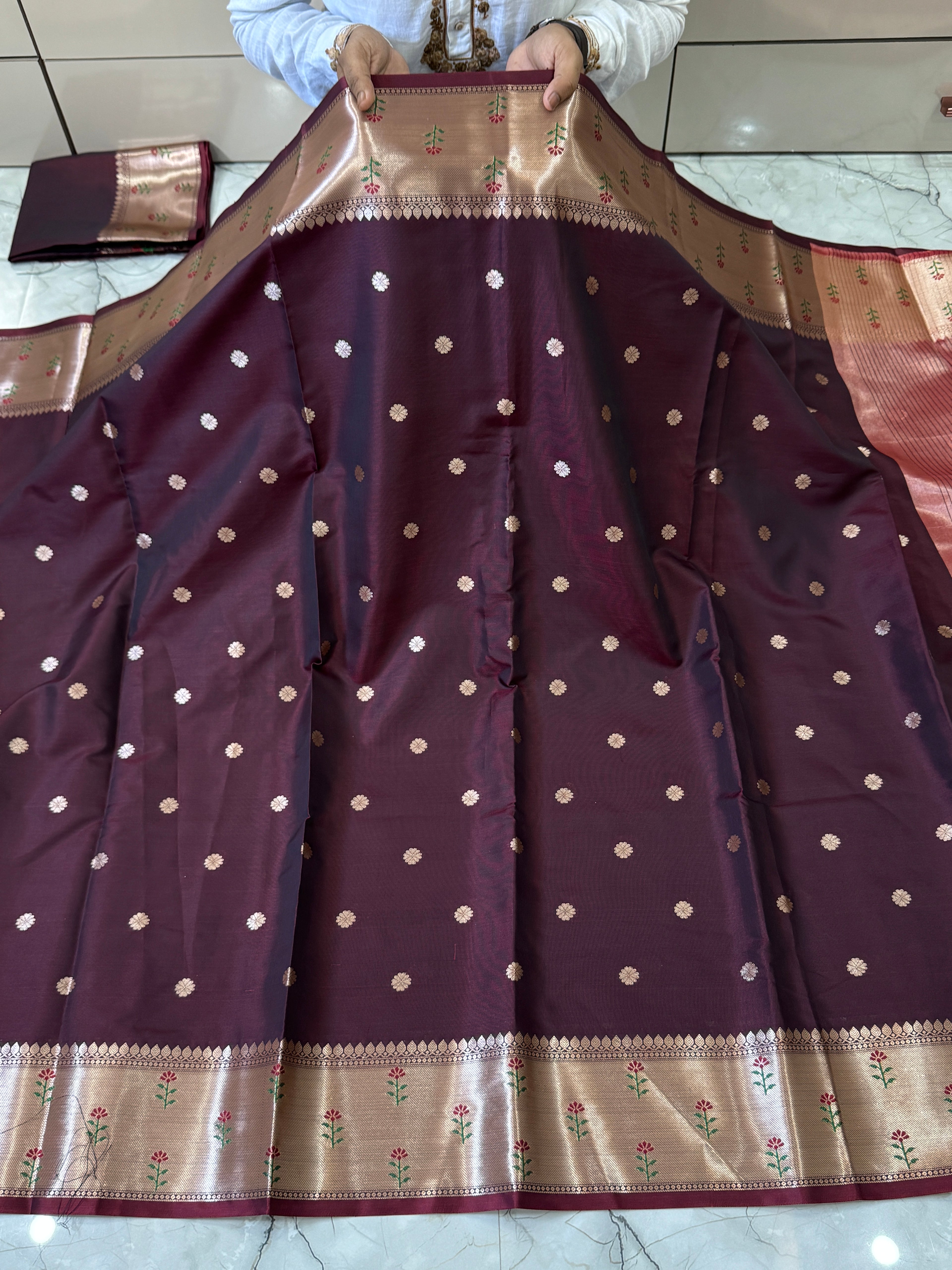 SOFT KATAN SILK SAREE WITH RICH PALLU AND BLOUSE