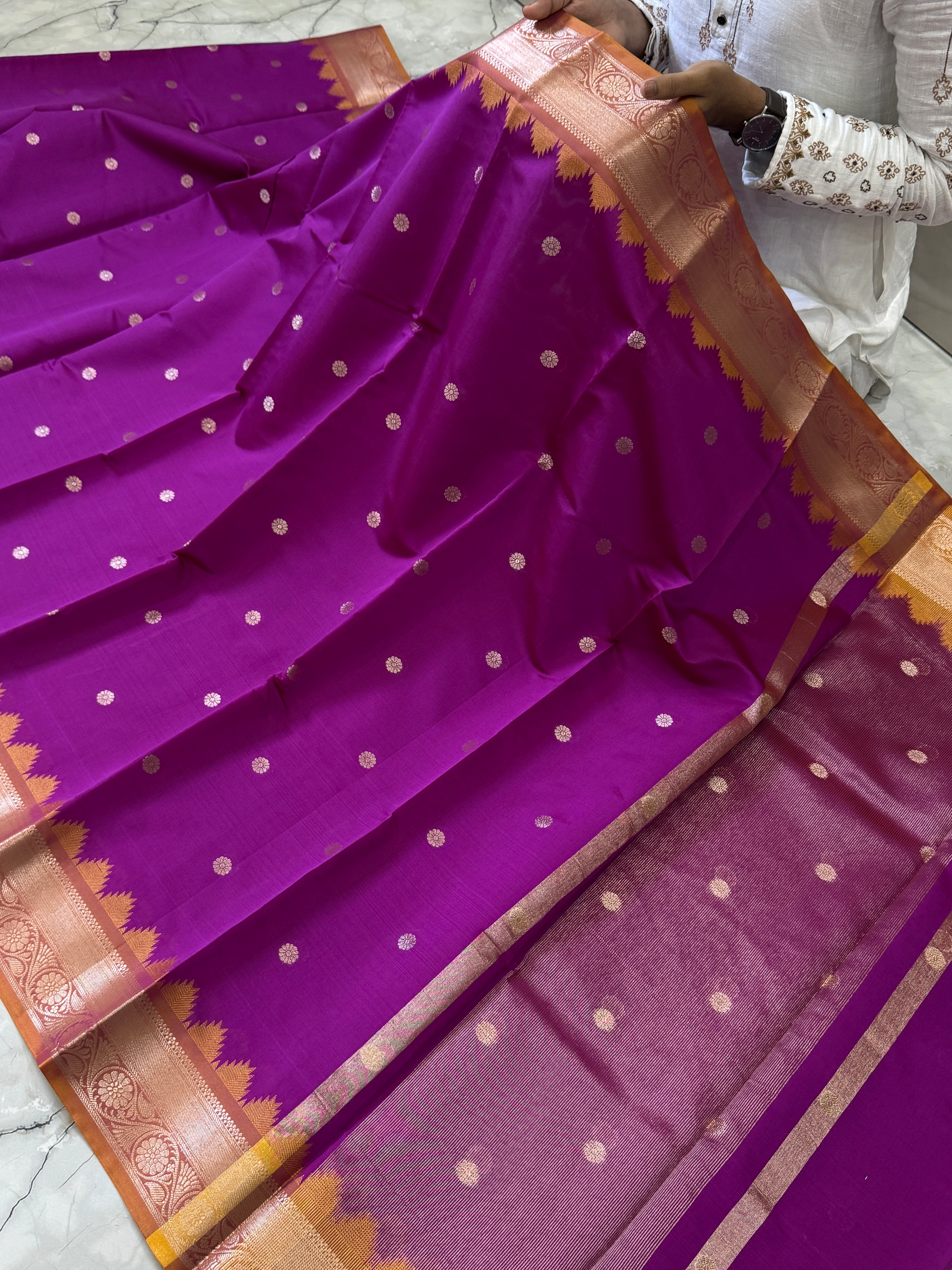 SOFT SEMI KATAN SILK SAREE WITH RICH PALLU & BLOUSE