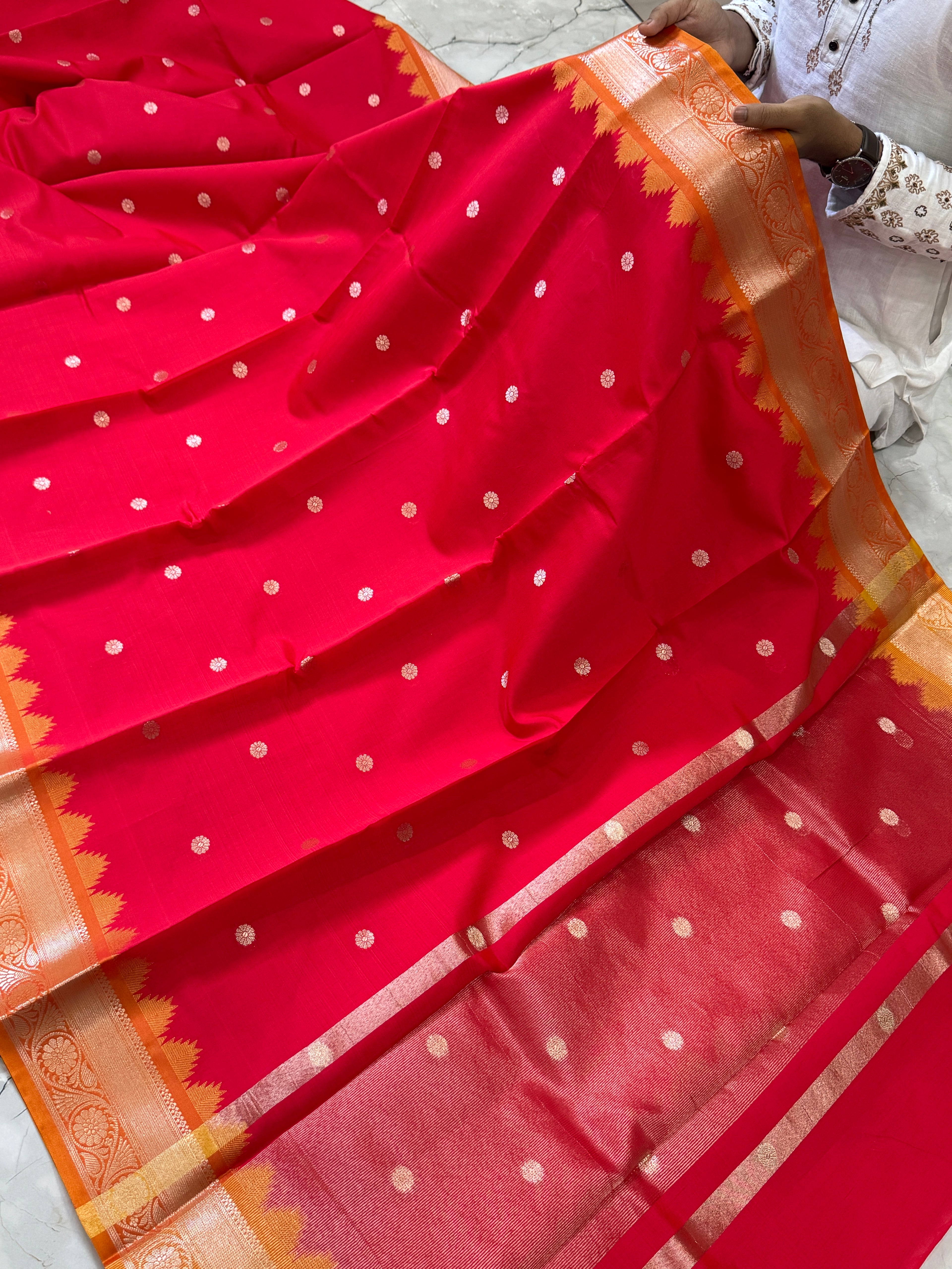 SOFT SEMI KATAN SILK SAREE WITH RICH PALLU & BLOUSE