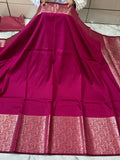 Semi katan silk saree with rich pallu & blouse
