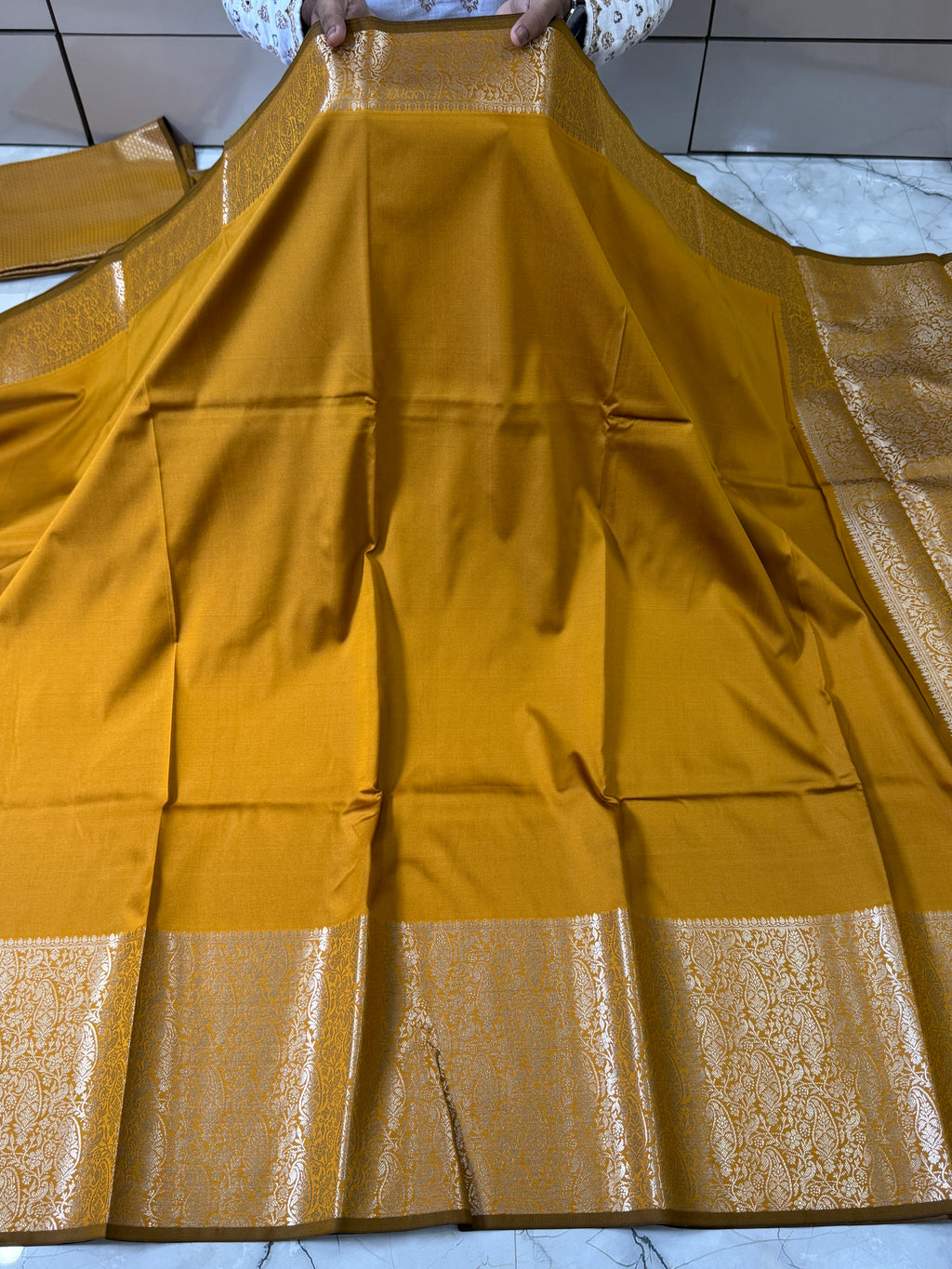 Semi katan silk saree with rich pallu & blouse