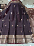 Semi katan silk saree with rich pallu & blouse