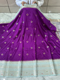 Semi katan silk saree with rich pallu & blouse