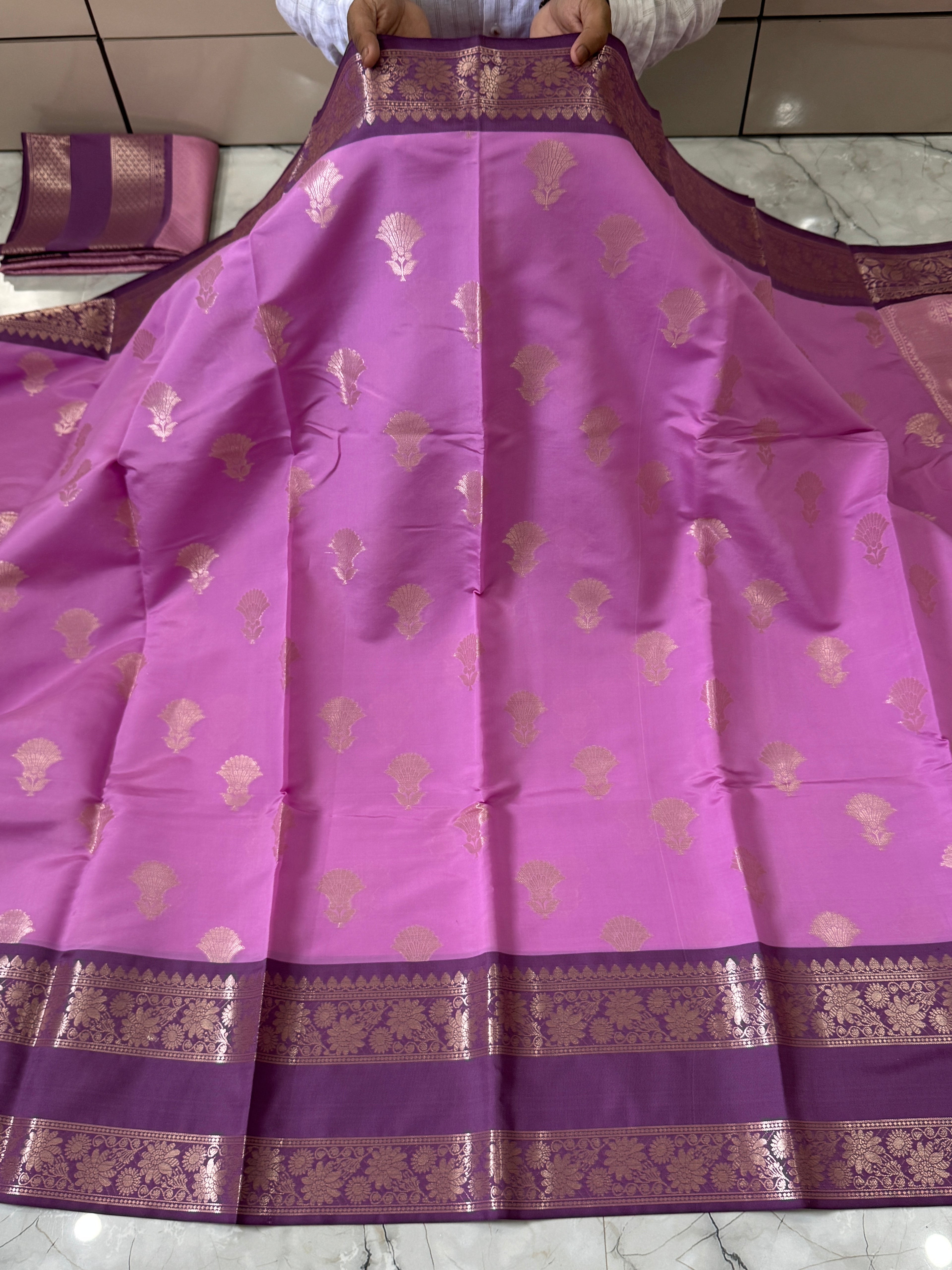 Semi Katan Silk Saree With Rich Pallu & Blouse