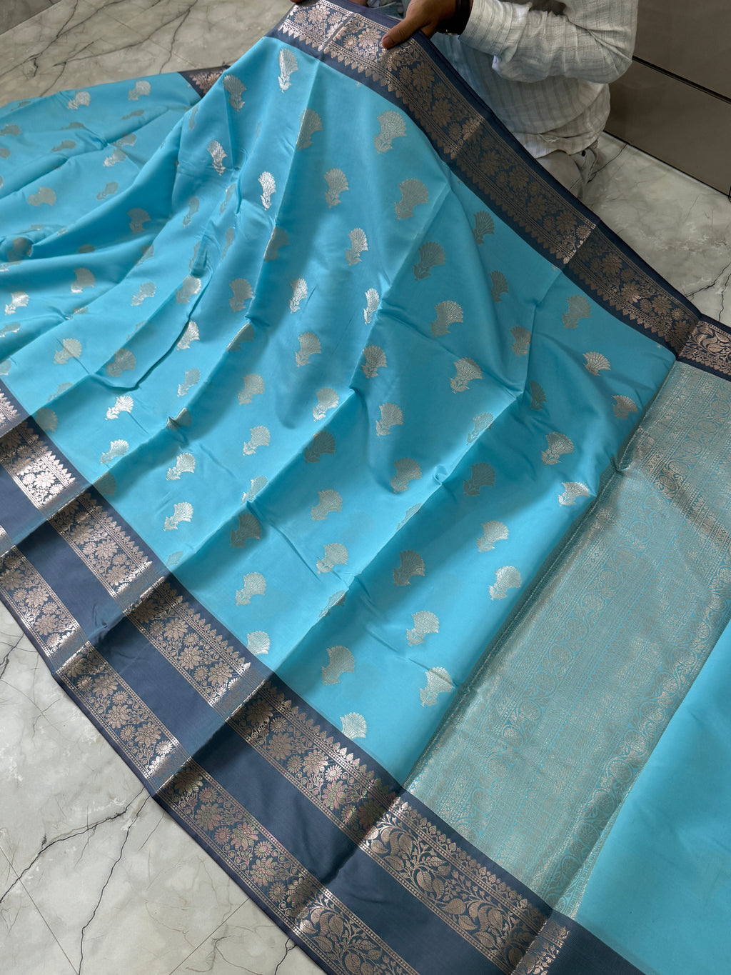 Semi Katan Silk Saree With Rich Pallu & Blouse