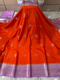 Semi Katan Silk Saree With Rich Pallu & Blouse