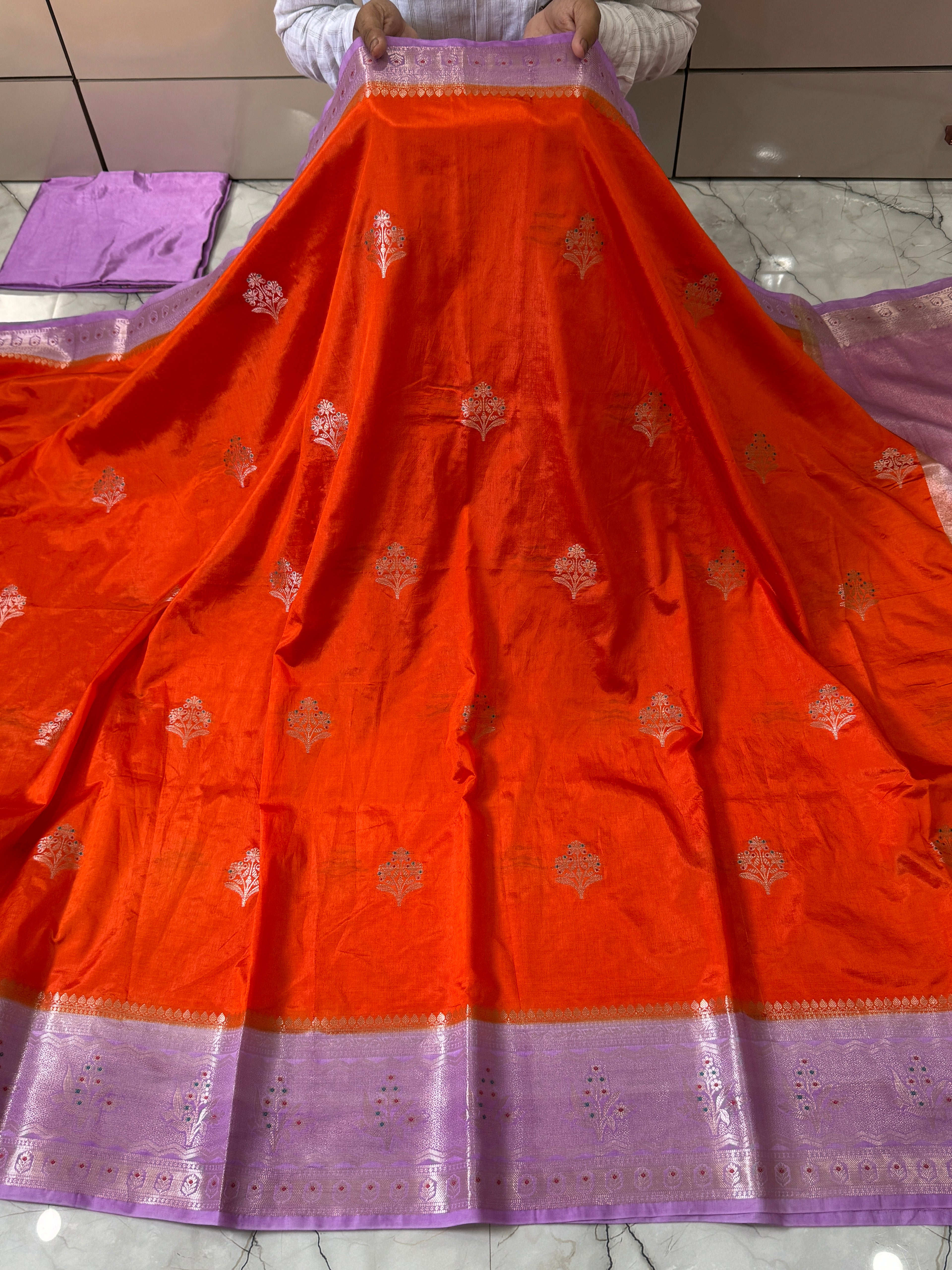 Semi Katan Silk Saree With Rich Pallu & Blouse