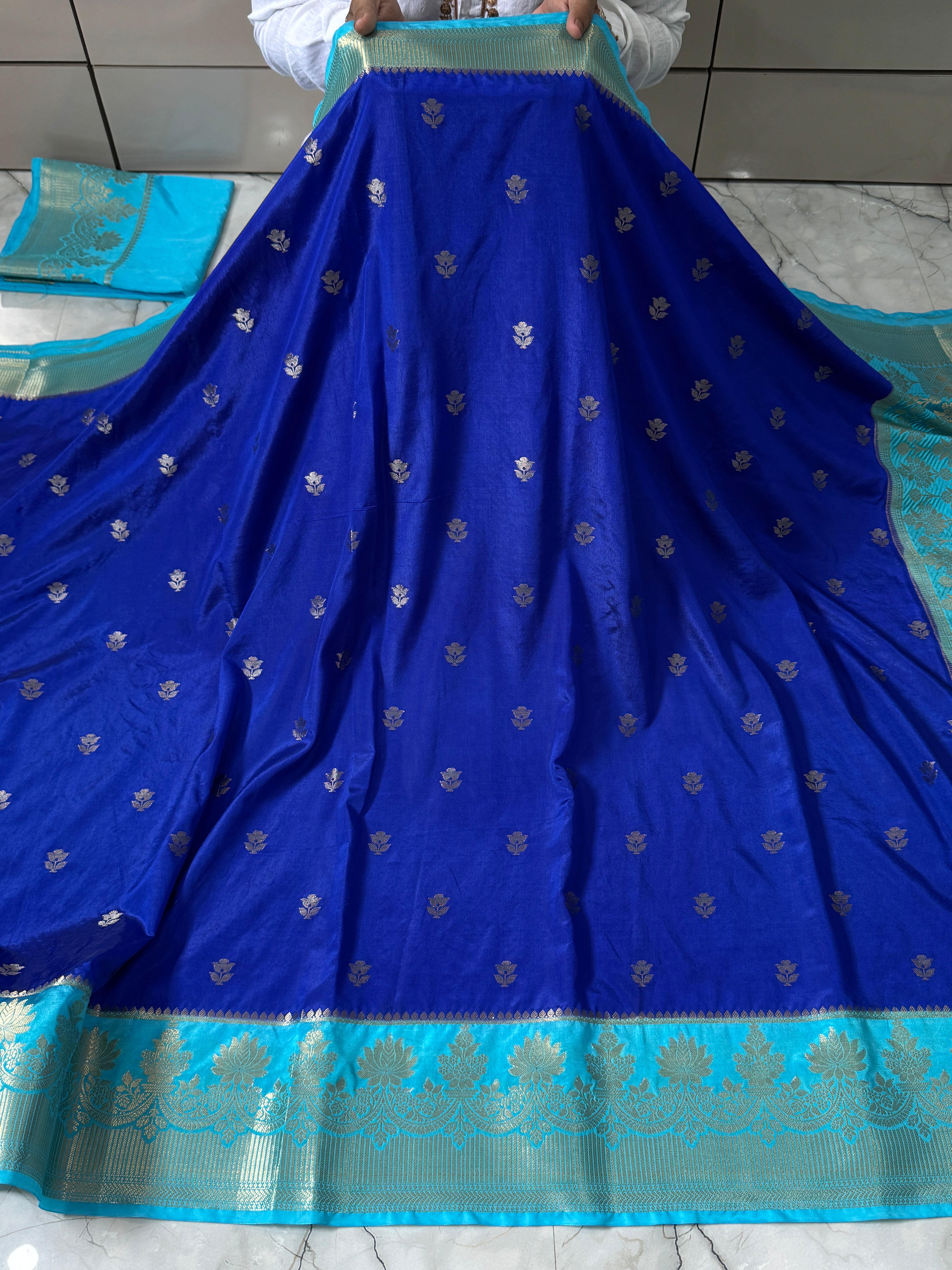 Semi Katan Silk Saree With Rich Pallu & Blouse