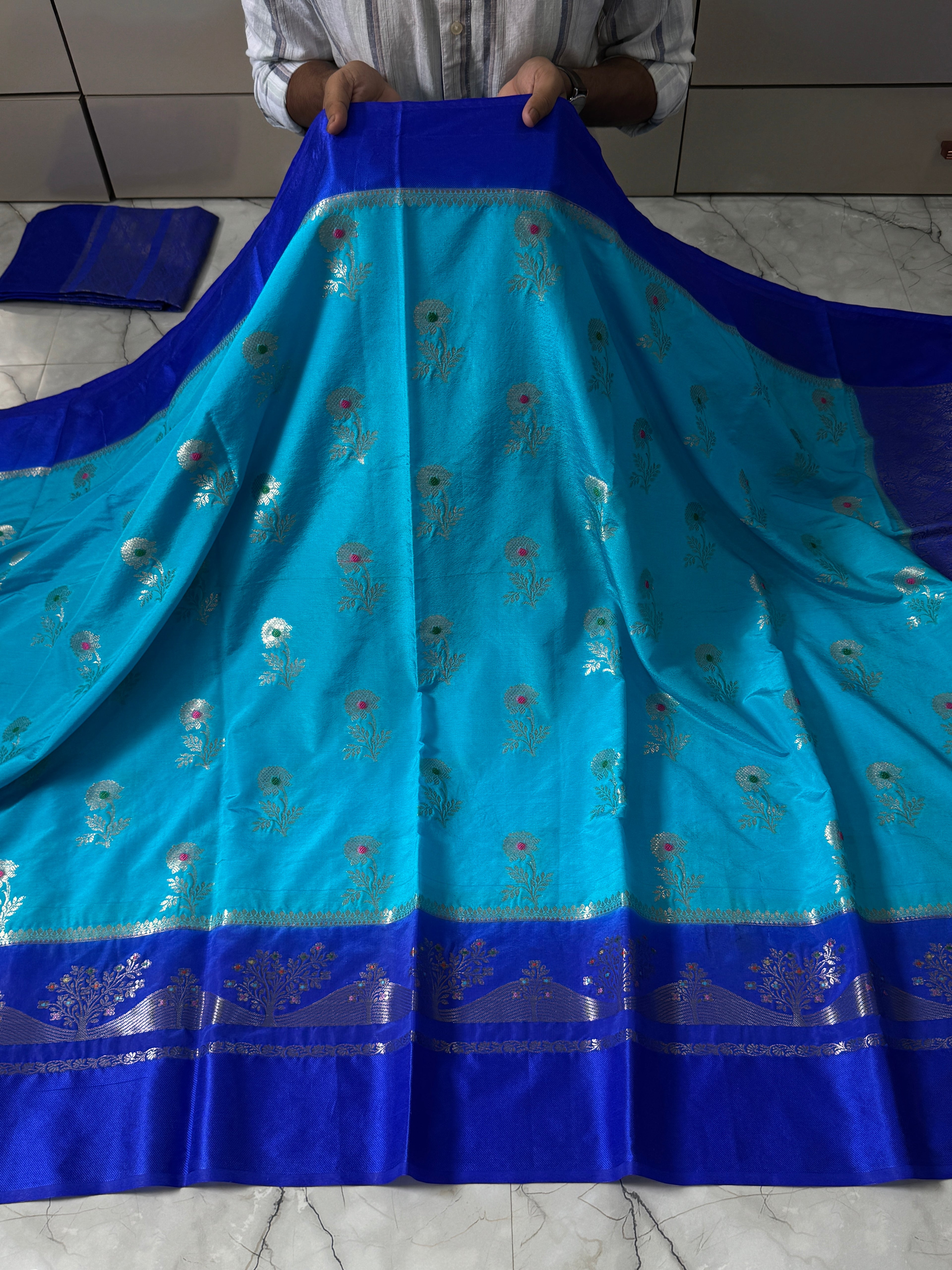 Semi Katan Silk Saree With Rich Pallu & Blouse
