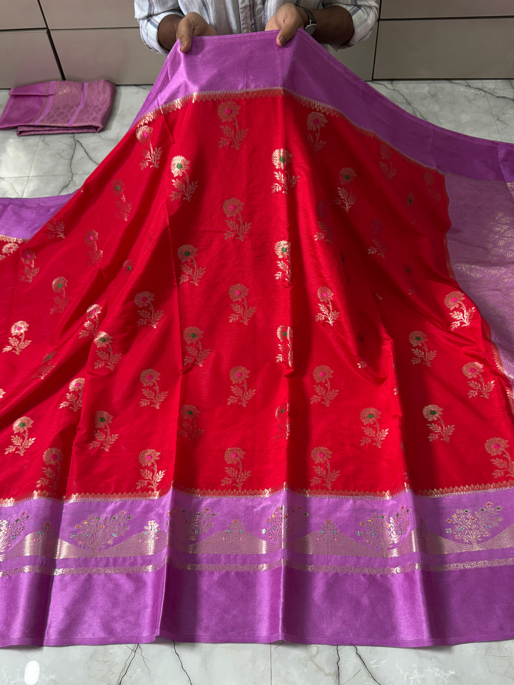 Semi Katan Silk Saree With Rich Pallu & Blouse