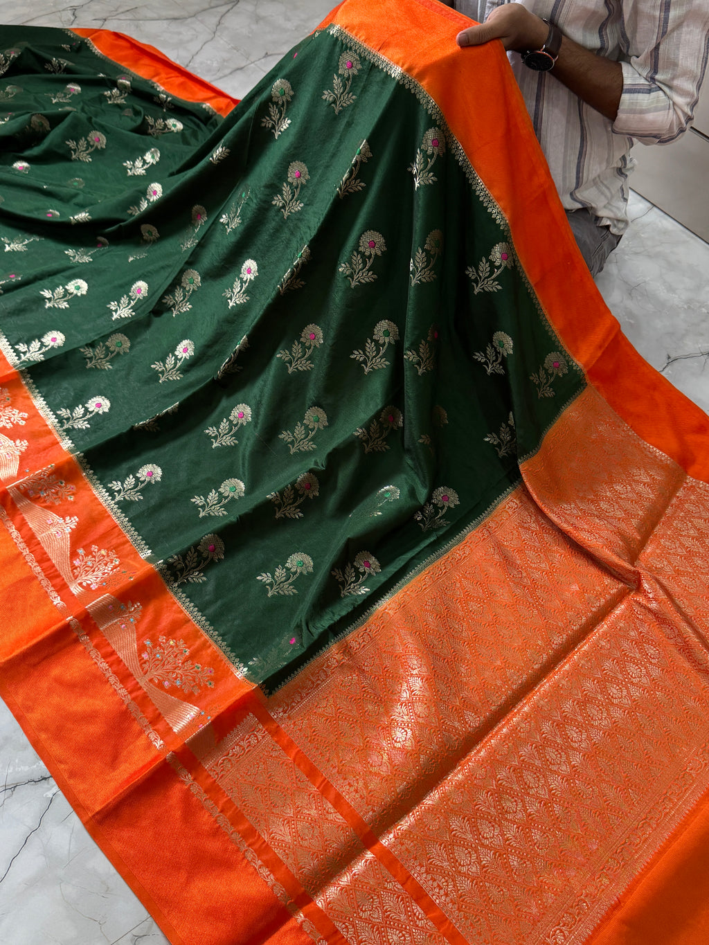 Semi Katan Silk Saree With Rich Pallu & Blouse