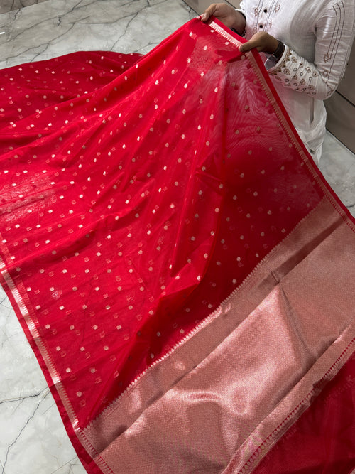 KORA ORGANZA STAR BOTI BANARASI SAREE