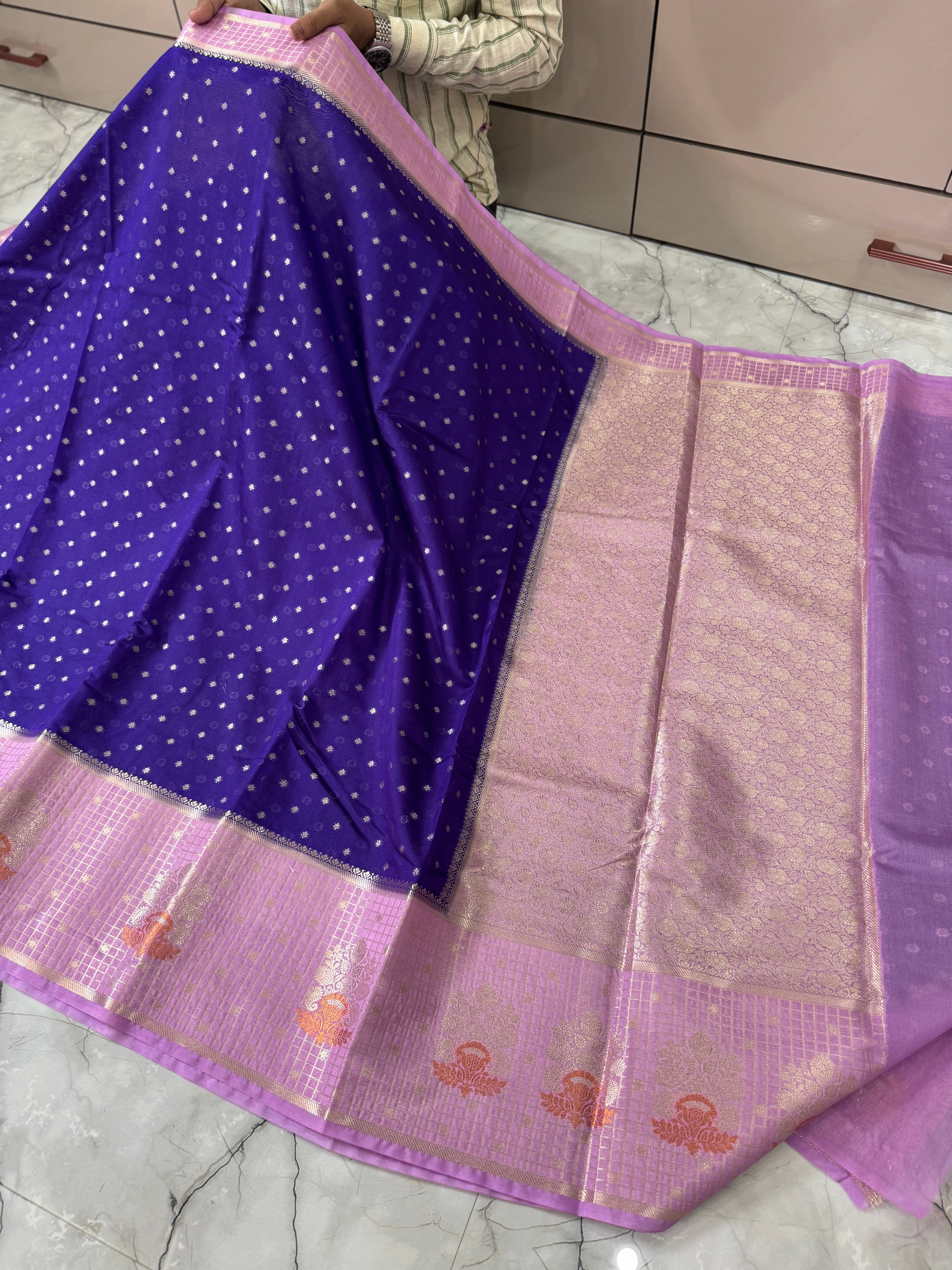 SOFT GEORGTTE SILK SAREE WITH RICH PALLU AND BLOUSE